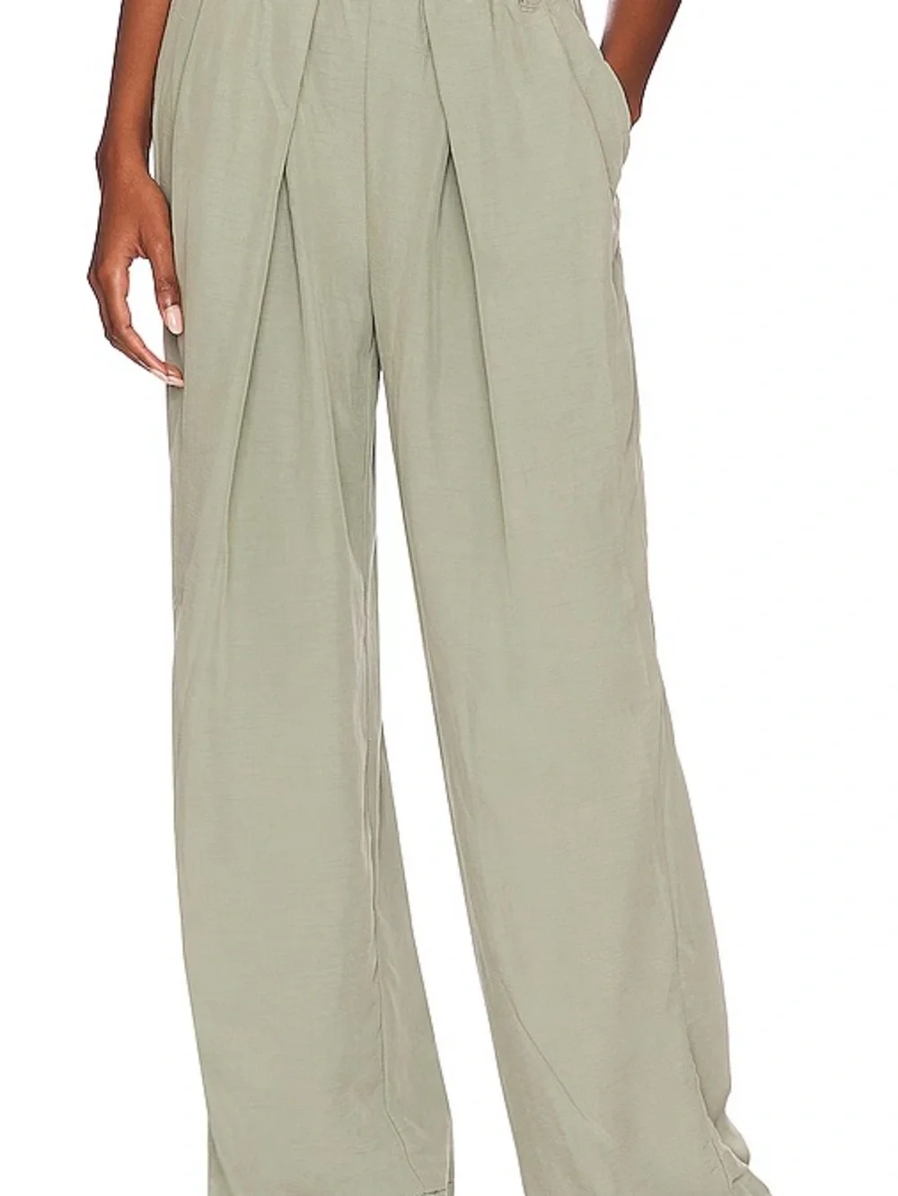 Free People High-Rise Wide Leg Pants in Sage Green